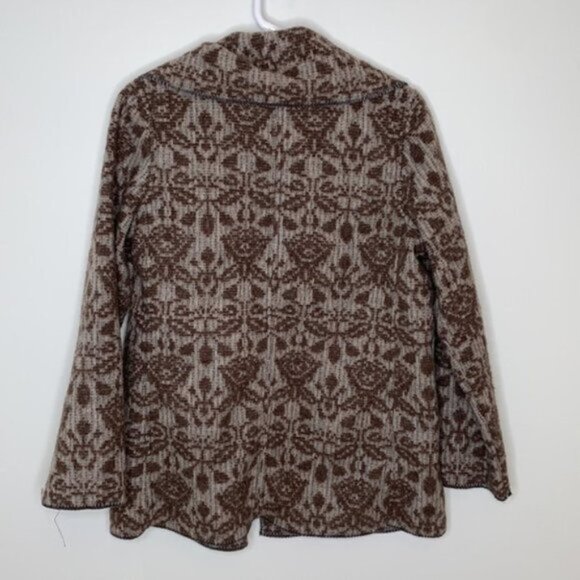 Woolrich Women Gray Aztec Heather Wool Knit Blanket Cardigan Coat Size Medium - Picture 7 of 10